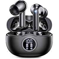 Wireless Earbuds, Bluetooth Headphones with Stereo Sound, LED Power Display Earphones with 48H Playtime Wireless Charging Cas