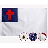 Christian Flag 4x6 Outdoor Embroidered,Heavy Duty Nylon,Sewn Stripes, Stronger Brass Grommets,Christianity Easter Day,Jesus Flags Flags Perfect for Outside