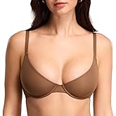 DOBREVA Women's Balconette Unlined Plunge Bra Underwire Demi Plus Size Bras Lounge Comfort