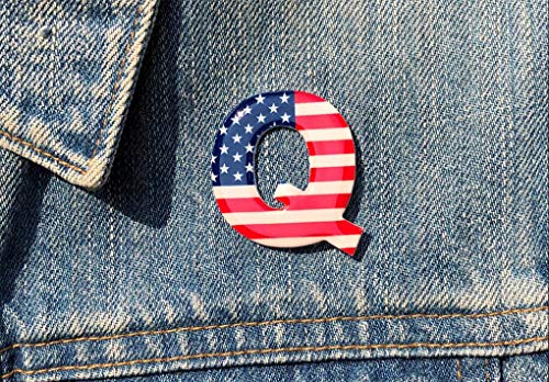 QAnon WWG1WGA Q Anon MAGA Great Awakening Donald Trump American Flag Pin