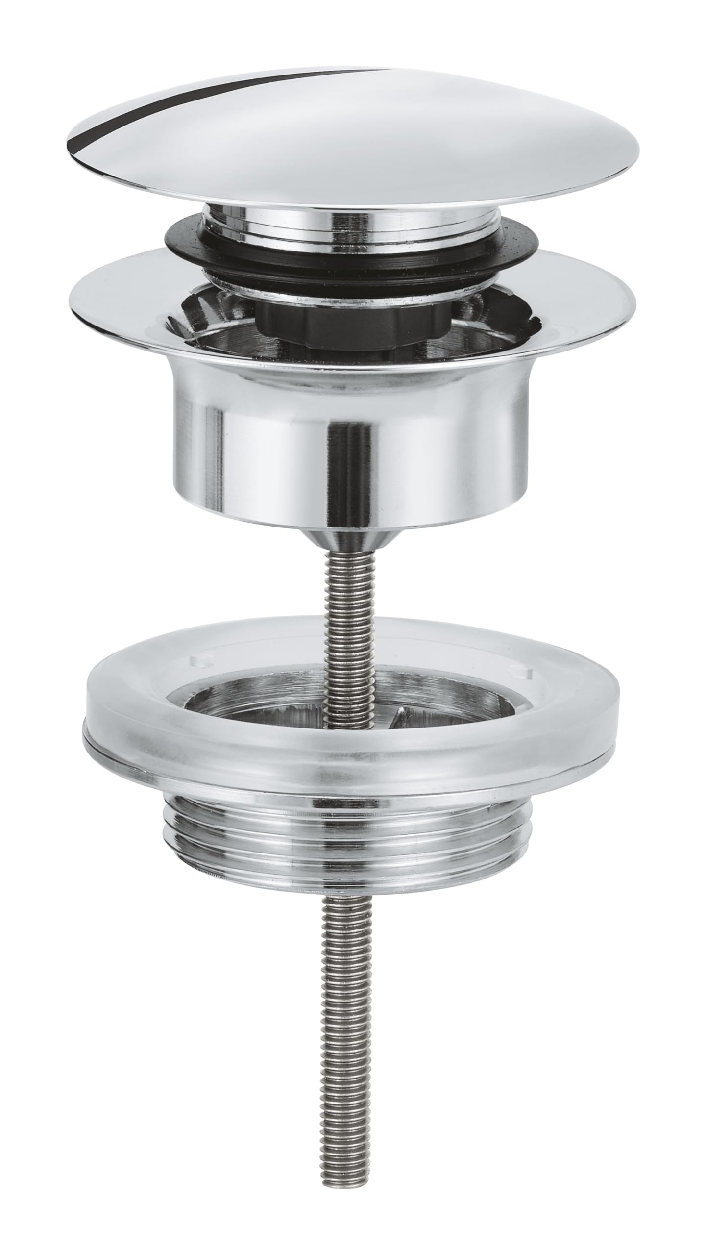 GROHE Waste Set with Push-Open Plug for Washbasins with Overflow, Chrome, 65807000