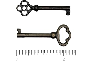 SUPPLYINFINITE Antique Brass Skeleton Keys: Universal Barrel Key Replacement for Vintage Furniture and Locks | Set of 2 (Antique Brass)
