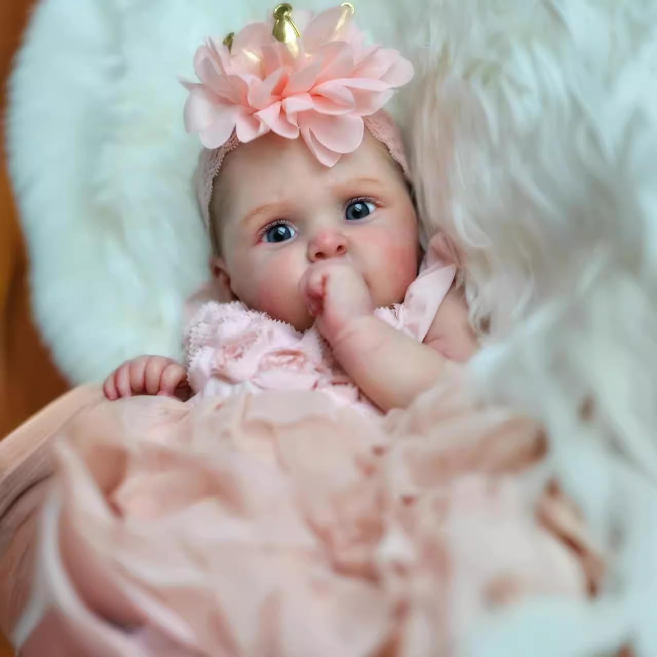 BNNPUU Reborn Baby Dolls 19-Inch Realistic-Newborn Baby Dolls Blue Eyes Girl Real Life Baby Dolls with Dresses Headdress Gift Set for Kids Age 3+