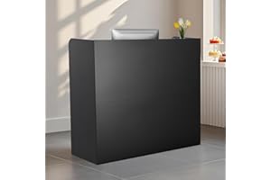 VEVOR Reception Desk, 47 Inch Rectangular Front Counter Table, Office Reception Counter with Lockable Drawer and Storage Cabinet, for Checkout, Lobby, Beauty Salon and Office, Black
