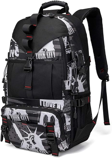 Amazon Co Jp リュックサック ウ 登山袋 防水オックスフォードキャンバスバックパックメンズ アウトドア旅行バックパックミドルスクールバックパック 白 ホーム キッチン