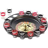Drinking Games, Ohuhu Drinking Roulette, Party Games for Adults for Parties, Shot Roulette Spinning Drinking Game Set (2 Balls and 16 Glasses), Black