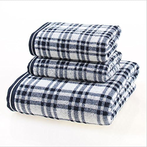 Mcnen Long staple cotton Bath Towels Set,Plaid Design,Heavy Weight &amp; Absorbent,1 Bath towels 56" x 28",2 Hand towels 30" x 13"