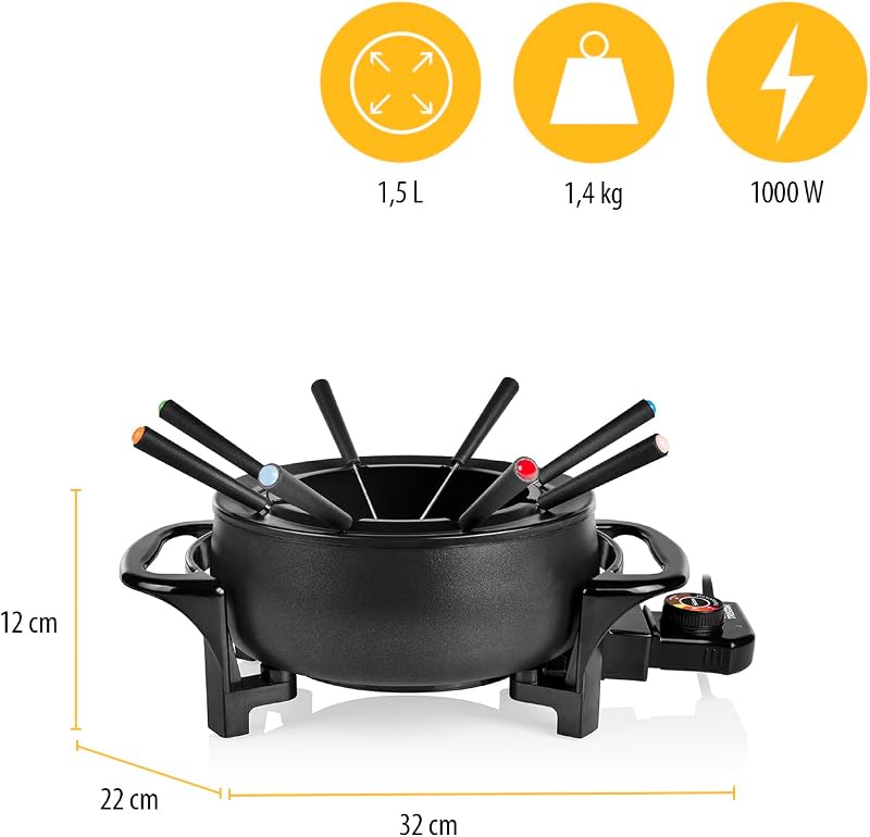 Elektrisches Fondue, 1,5 L, 1000 W, für 8 Personen