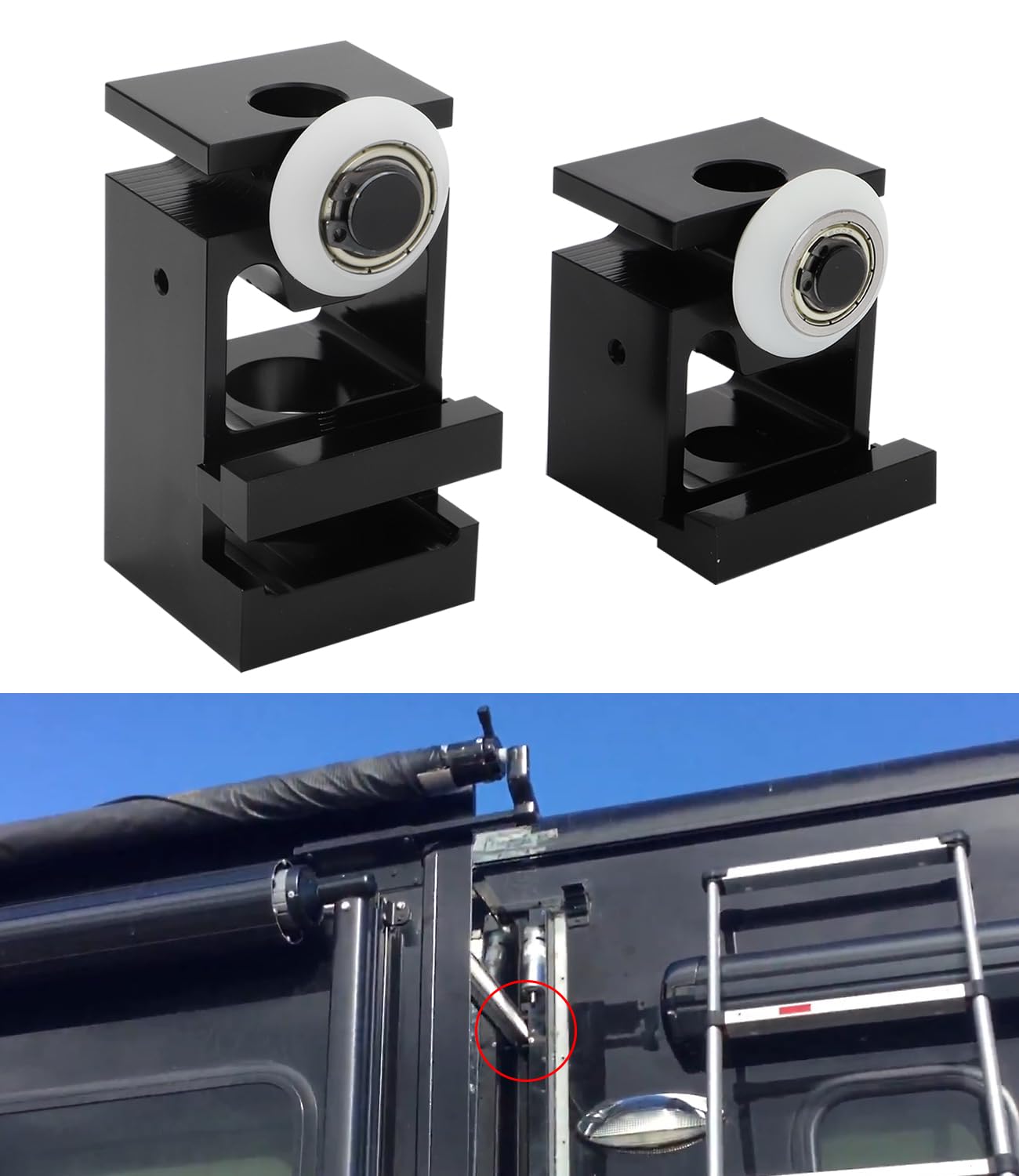 Photo 1 of (379060 Standard Blocks, NOT Inverted Blocks) for RV Schwintek Slide Out Motor in Wall Bearing Block Upper Lower Bearing Block RV Replacement with V-Roller Shoe Aluminum (No Rivets)