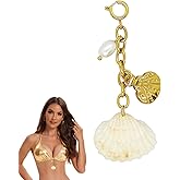 YAFIYGI Seashell Keychain Coastal Charm for Beach Bag Summer Beaded Clip On Purse Keychains with Starfish Sea Shell and Lobster Charms Tote Accessories for Women