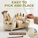 BULLA 360 Rotating Makeup Organizer 2 in 1 Milky White 5 Compartments view 2