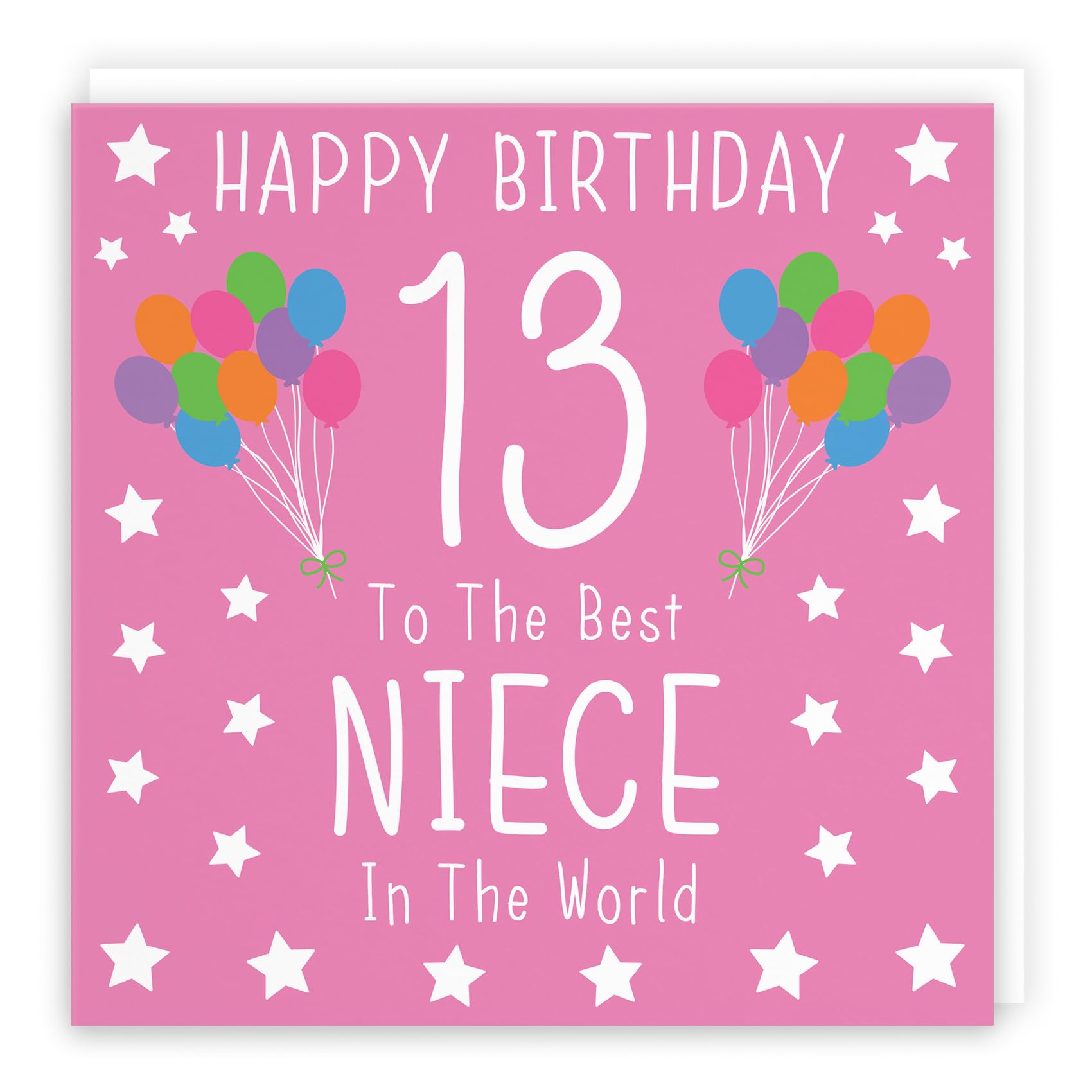 Hunts England - Large Niece 13th Birthday Card - Happy Birthday - 13 - To The Best Niece In The World - Iconic Collection - Large - 210 x 210 mm - Age 13