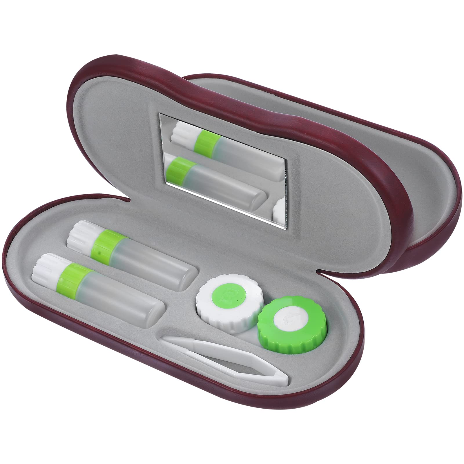 Healifty Case Box with Built-in Mirror and Tweezer Portable Glasses and Case for Travel and Home Use