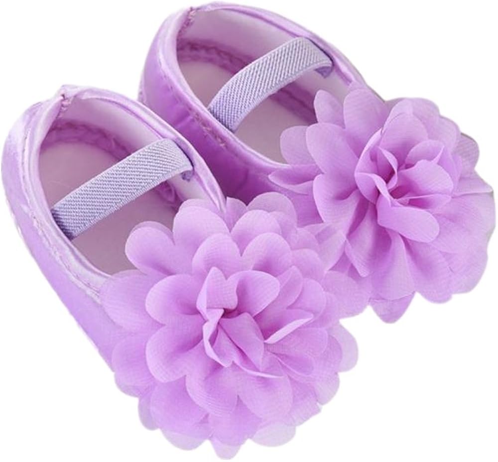Amazon Com Lurryly Toddler Baby Baby Girls Chiffon Flower Elastic Band Newborn Walking Shoes 0 12 M Age 0 6 Month Us 2 Purple Clothing