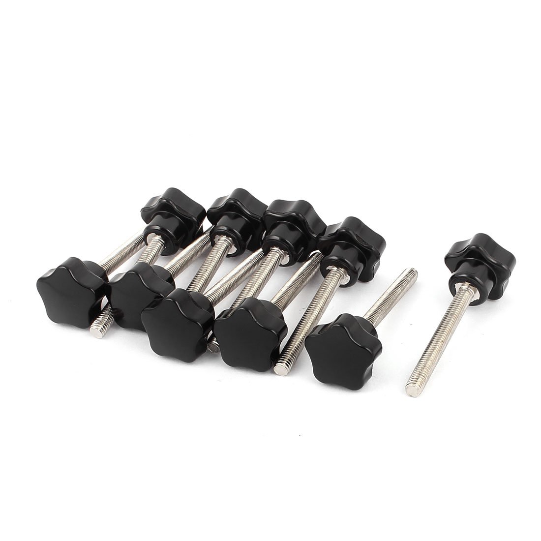 Sourcingmap a15112100ux0038 M6x50mm Male Thread Plastic Star Shaped Head Clamping Knob Grip 10 Pcs, Black, Set of 10 Pieces
