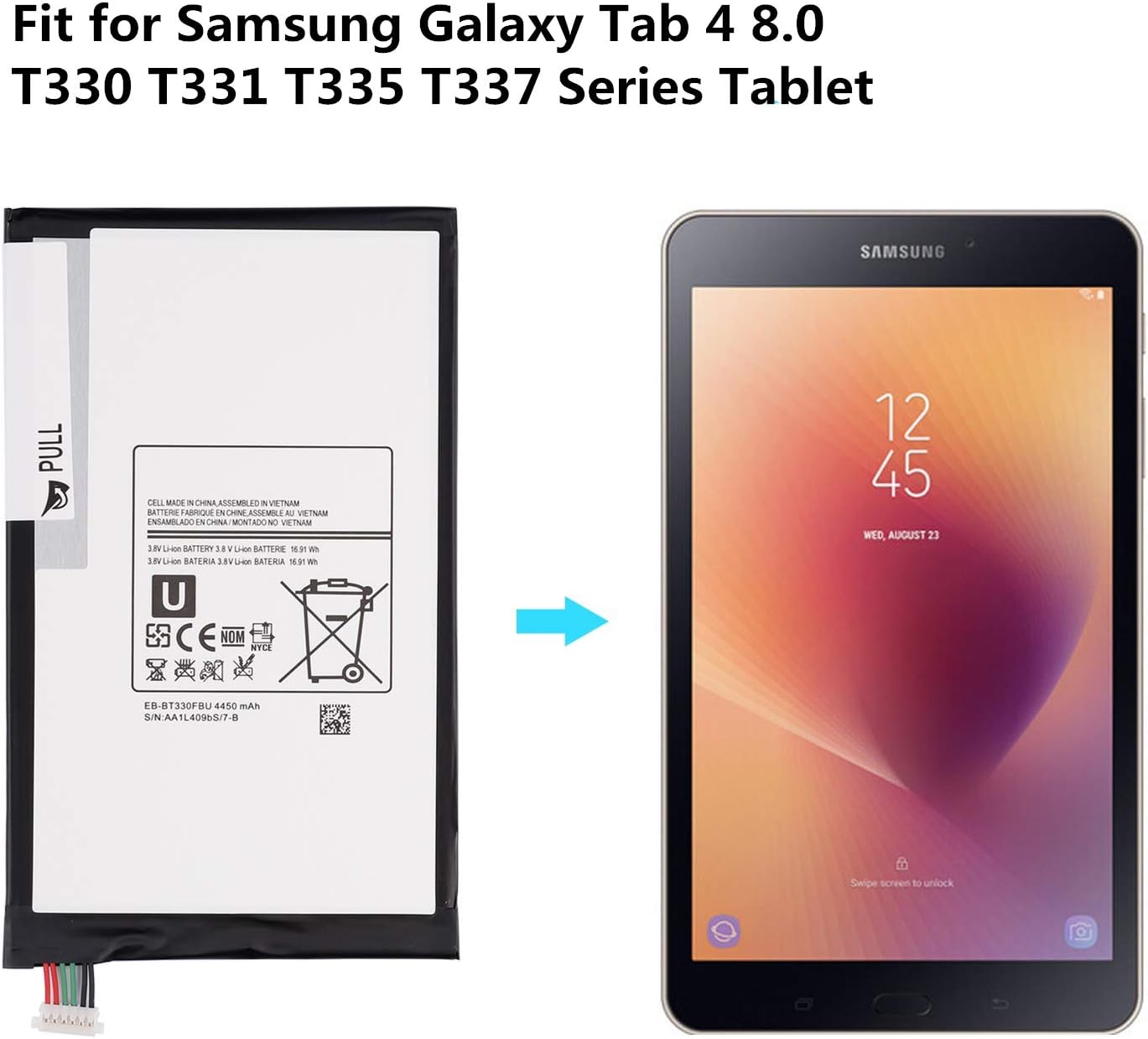 ASKC 4450mAh EB-BT330FBU Tablet Battery for Samsung Galaxy Tab 4 8.0" T330 T331 T335 T337 SM-T330 SM-T330NU SM-T331 SM-T335 SM-T337 SM-T337T SM-T337A SM-T337V EB-BT330FBE EB-BT330FBC with Tools - Image 5