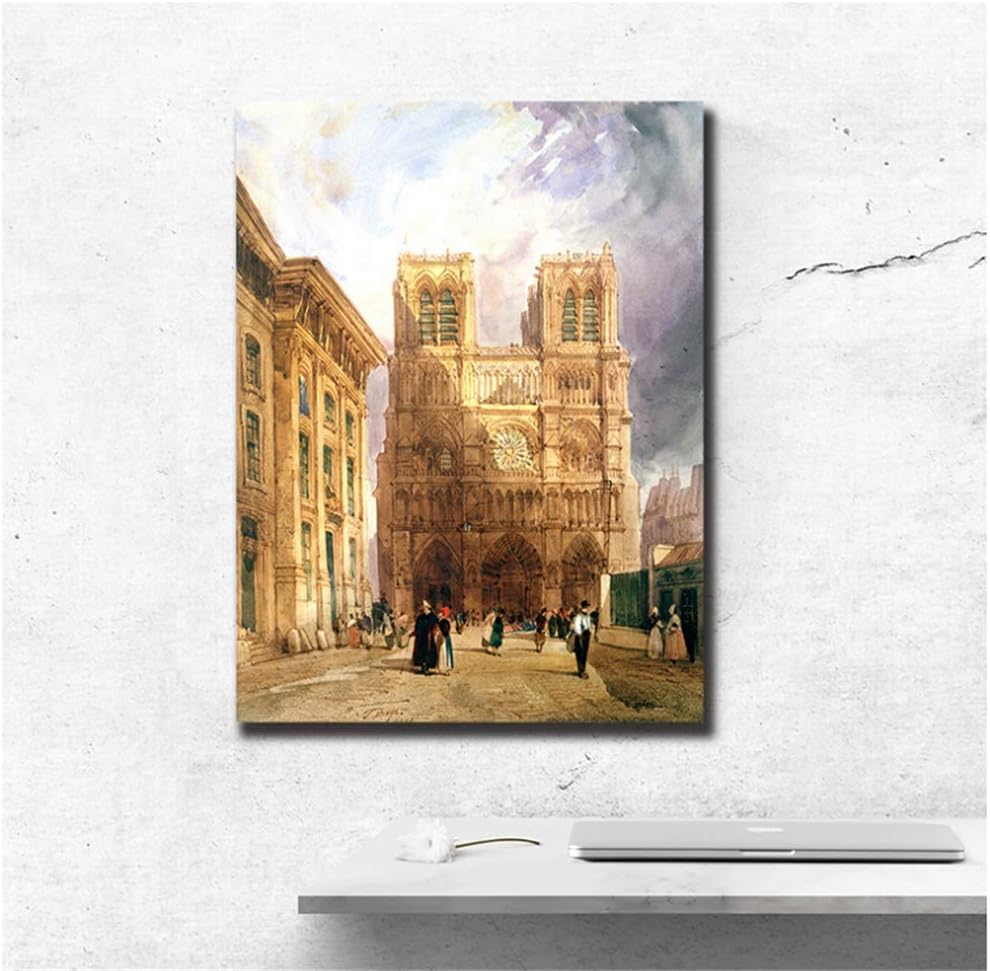 wzgsffs Famoso Edificio clásico Cartel París Notre Dame Catedral