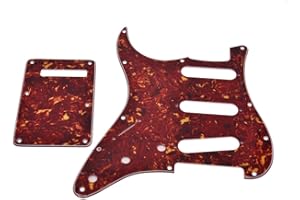 KAISH Lefty ST/Strat Style SSS Pickguard Left Handed Tremolo Trem Cover Back Plate for USA/Mexico Stratocaster/Strat Vintage Tortoise