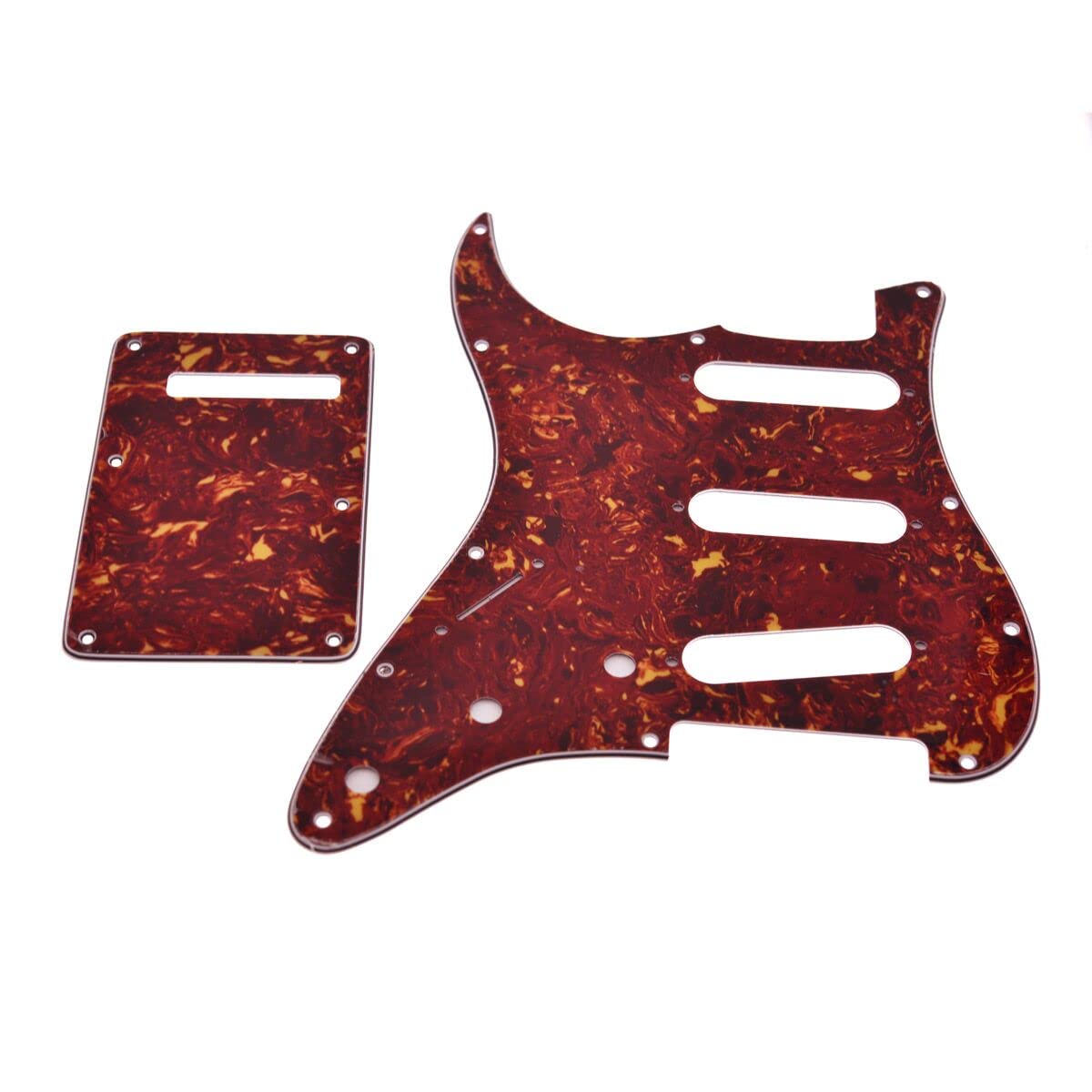 KAISH Lefty ST/Strat Style SSS Pickguard Left Handed Tremolo Trem Cover Back Plate for USA/Mexico Stratocaster/Strat Vintage Tortoise