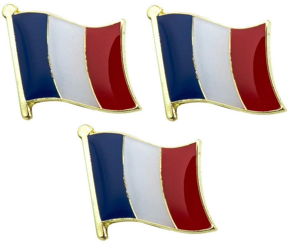 set of 3 x Flag of France French Pin Badges