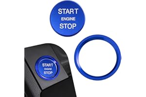 Hugwits 2 PCS Car Engine Start Button Covers, Push Start Button Cover Stickers, Aluminum Car Ignition Cap Surrounding Trim Ri