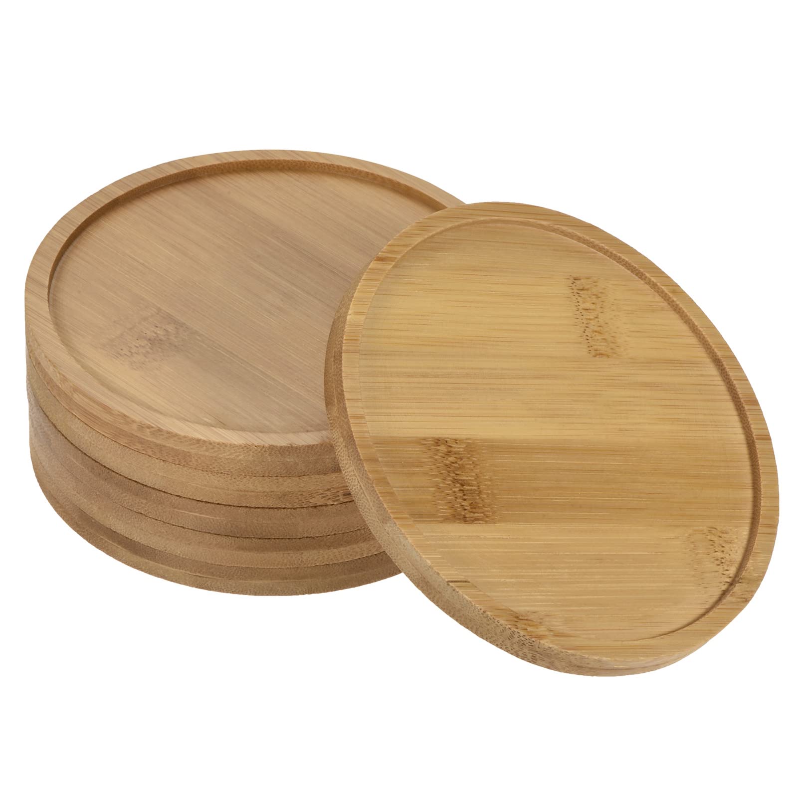 PATIKIL Plant Pot Saucer, 6 Pack 4.7 Inch OD Bamboo Round Flower Drip Tray for Indoors