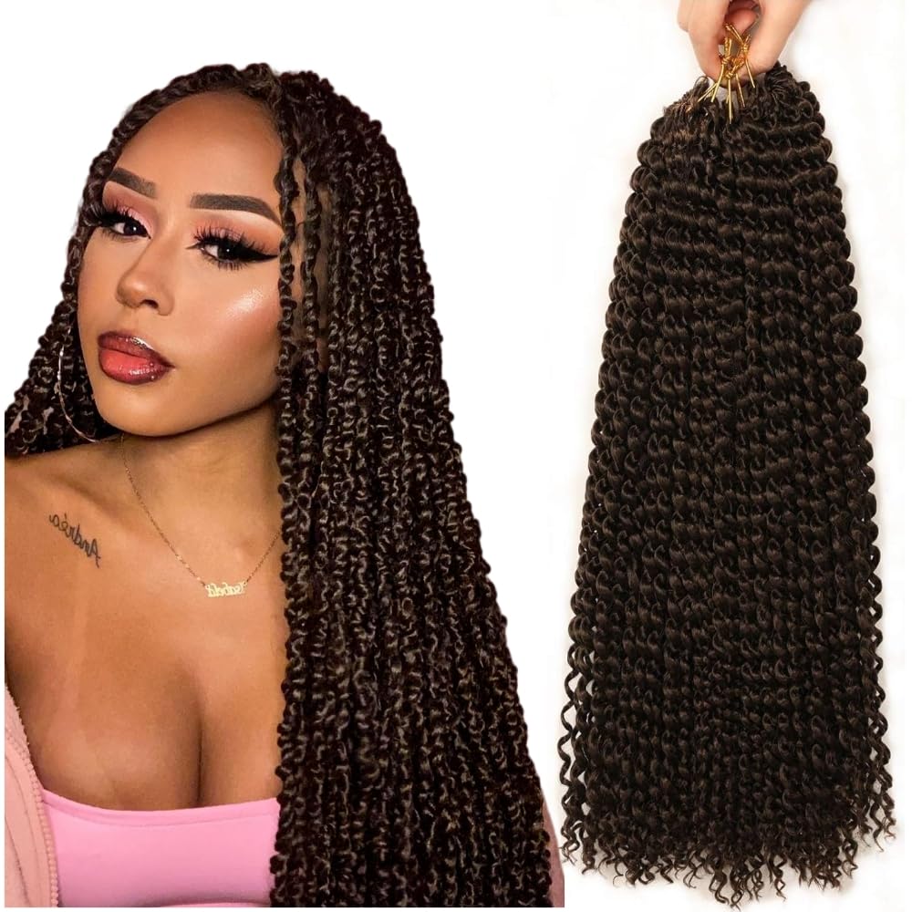 YDDM Passion Twist Crochet Hair - 7 Packs, 18 Inch Water Wave Synthetic Extensions for Long Bohemian Hair Braiding