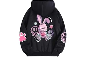 SHENHE Women's Cartoon Graphic Drop Shoulder Drawstring Hoodie Sweatshirt Pullover