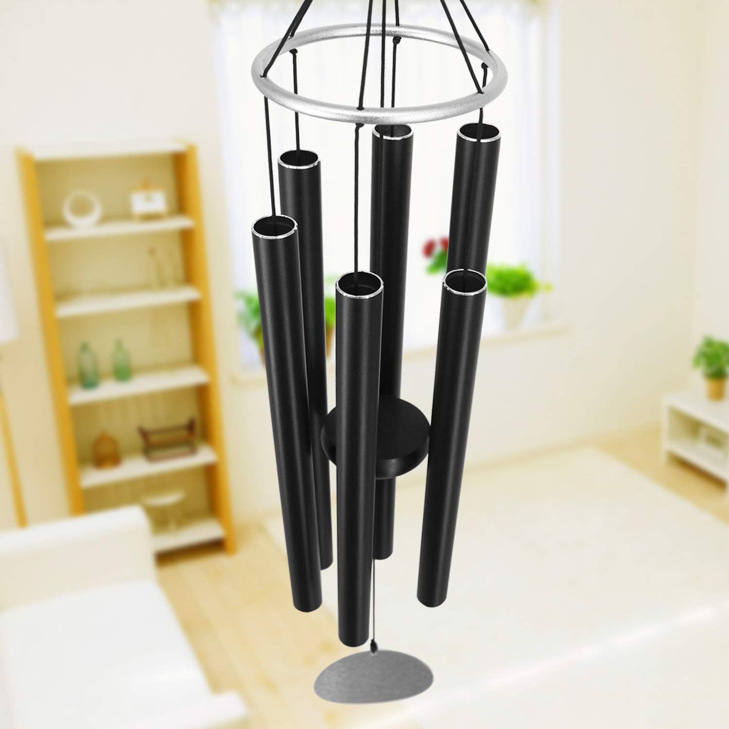 ASTARIN Large Wind Chimes Outdoor Deep Tone, 45Inch Sympathy Wind Chimes for Outside with 6 Tubes Tuned Relaxing Melody, Memorial Wind Chimes Large for Mom, Garden Decor, Black : Garden & Outdoor