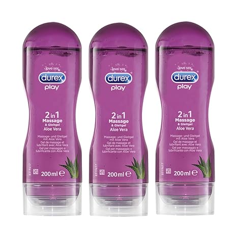 Durex Gleitgel Play 2-in-1 Massage Aloe Vera - Wasserbasiertes Gleitmittel mit pflegenden Aloeveraextrakten für sinnliche Lie