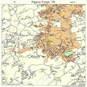 Amazon.com: Large Street &amp; Road Map of Pigeon Forge, Tennessee TN - Printed poster size wall ...