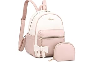 Eslcorri Mini Backpack Purse for Women - Girls Bowknot Fashion Backpack Small Leather Cute Travel Daypacks with Wallet 2-PCS Casual Ladies Convertible Shoulder Handbag - Pink