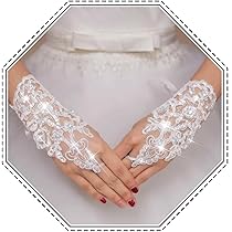 Gants Longs En Dentelle Blanche Perles - Sans Doigts, Pour Mariage, Halloween, Cosplay