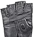 KUYOMENS Men's Holes Design Cycling Sports Black Half Finger Genuine Leather Gloves