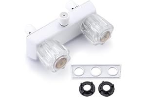 LIBERFLOW Full White RV Camper Shower Faucet, 4" Faucet Shower Valve Kit with Dual Acrylic Knobs for Indoor and Outdoor Use