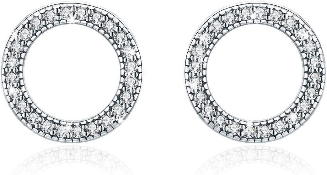 925 Sterling Silver Flower Stud Earrings Silver Cubic Zirconia Sunflower Daisy Flower Earrings for Girls