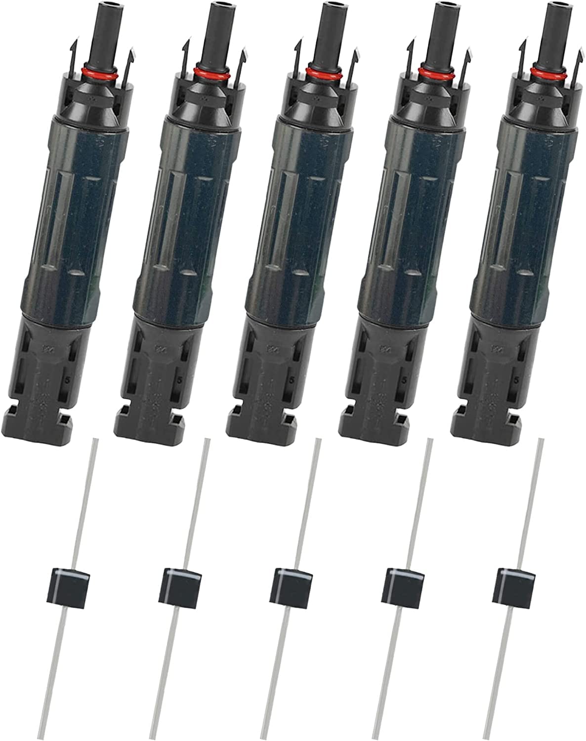 Photo 1 of Jtron 5 PCS PV Solar Panel Connector Male/Female 10A Built-in Diode Inline Fuse Solar Wire Connectors Waterproof Anti-backflow