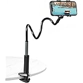 Upgrade Flexible Gooseneck Phone Holder for Bed Hands-Free Viewing, Portable & Stable, Anti-Slip Silicone Coating, Compatible with iPhone 15/14/13 Pro Max, Samsung Galaxy S23/S22 (4-7")