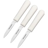 Dexter Sani-Safe 3-Pack of 3&frac14; Paring Knives, White Handle, DEXSTEEL Blades | Ideal for Precise Peeling &amp; Carving Fruits and Vegetables, NSF Certified