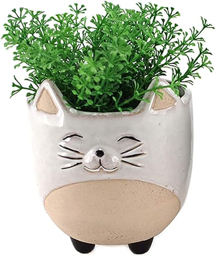 Le Monde Des Animaux Chat Blanc Cache Pot De Fleurs Amazon Fr Cuisine Maison