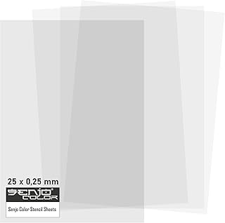 Senjo Color Schablonenfolie I 25 x DIN A4, 0,25 mm I Halbtransparente Folie zum Schneiden mit Cutter, Laser, Stencilburner und Plotter I Airbrush-Folie