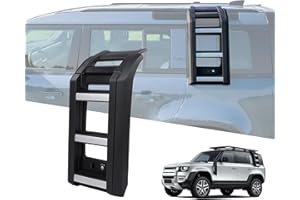COOLAUTO Multi Segment Folding Side Access Ladder Rack Side Window Roof Step Ladder Fit for Land Rover Defender 90 110 130 2020 2021 2022 2023 2024 2025, Silver