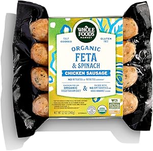 WHOLE FOODS MARKET Organic Spinach Feta Chicken Sausage, 12 OZ