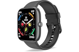 fixwink Smart Watch for Men Women, 1.83" Black Fitness Tracker with Bluetooth Calls, Smart Notifications, Heart Rate SpO2 Sle
