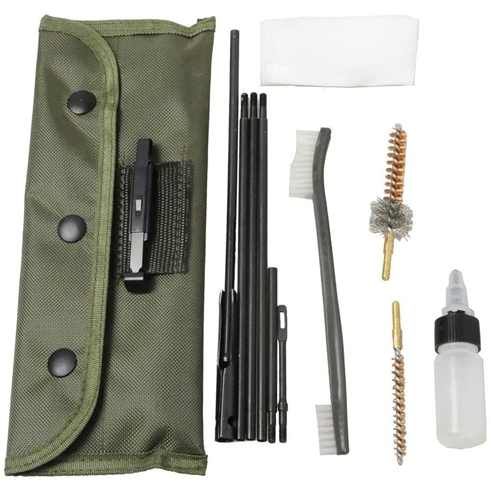 ANCLLO Cleaning Kits Rifle Bore Cleaning Kit Set Shot Cleaner Brush Rod Maintenance for .22cal .223 556 Caliber with Durable Pouch Accessories