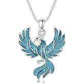 Midari Turquoise/Black Onyx Necklace 925 Sterling Silver Hummingbird/Dragonfly/Phoenix/Bolt/Tree of Life/Wolf/Deer Pendant Jewelry Gifts for Women Men Western Lover