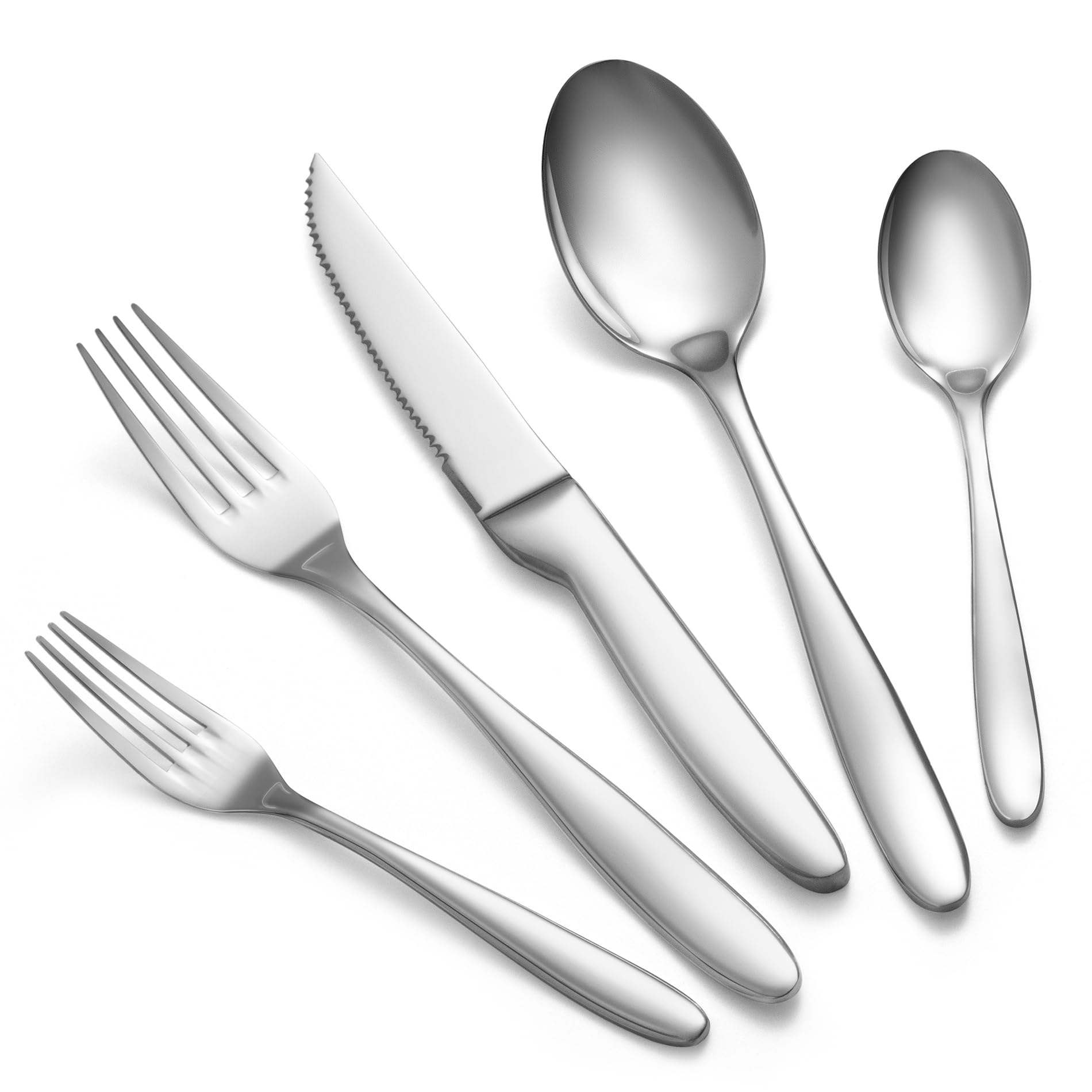 Photo 1 of EIUBUIE 18/10 Stainless Steel Flatware Cutlery Sets, 40 Piece Silverware Set for 8, Modern Eating Utensil Kitchen Dinnerware Set Include Forks Spoons and Knives, Mirror Polished, Dishwasher Safe