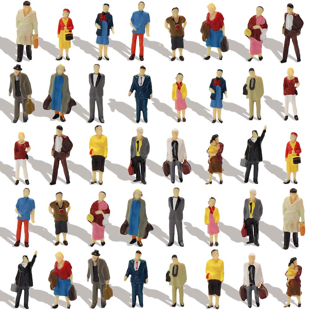 Evemodel P8712 40pcs All Standing Pose Figures Assorted HO Scale Person Model Train Street People Desktop Decoration