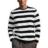 Zengjo Mens Striped T Shirt Short/Long Sleeve Crewneck Tee