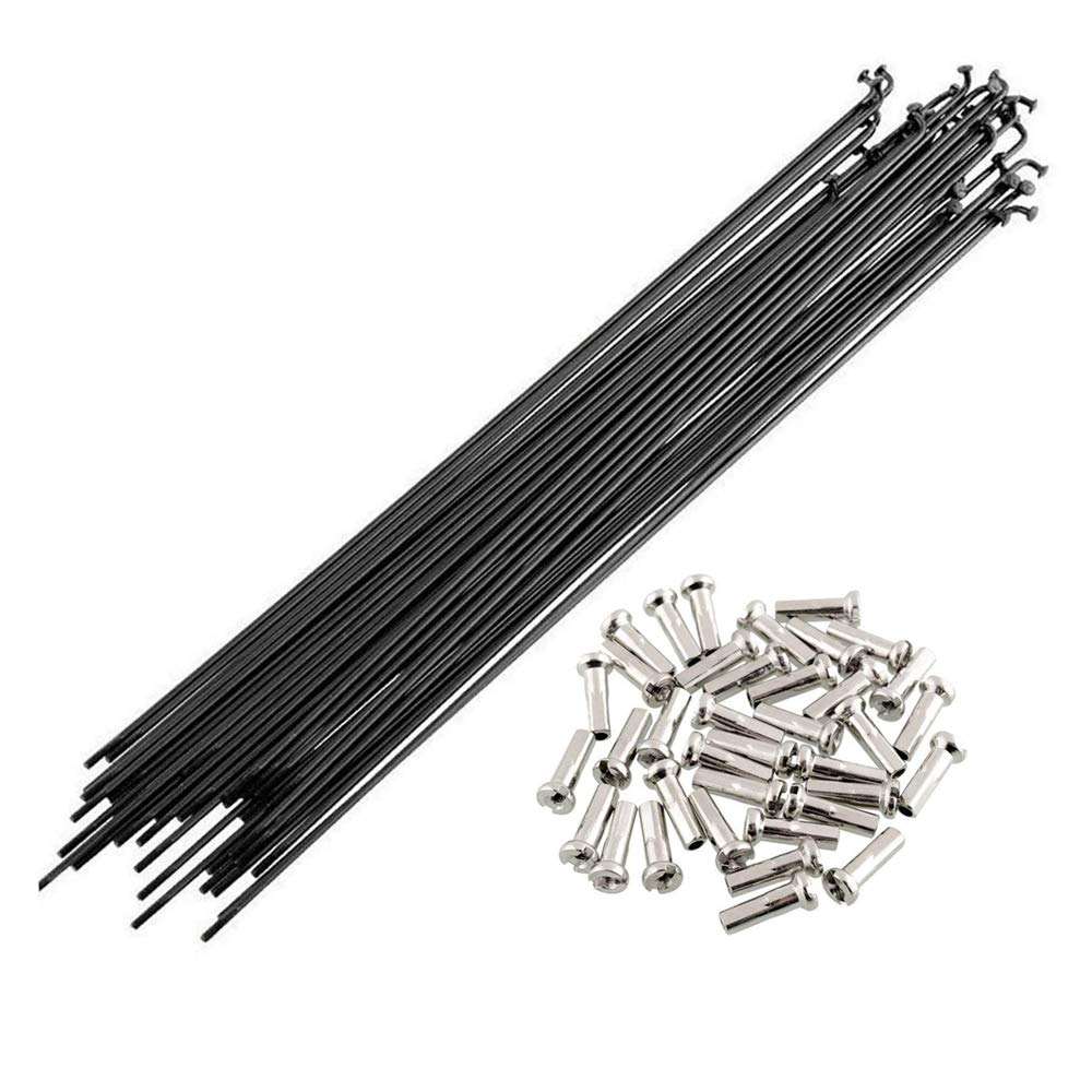 NA Unisex Ukfdc-01 Mountain Bike Spoke Road Bicycle Wheel Spoke with Nipples Anti Rust Steel Cycling Spokes, Black, 253mm UK